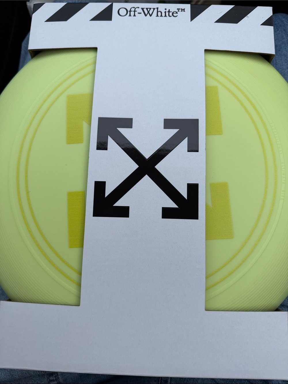 Off-White Yellow Disc with Black Arrow Logo